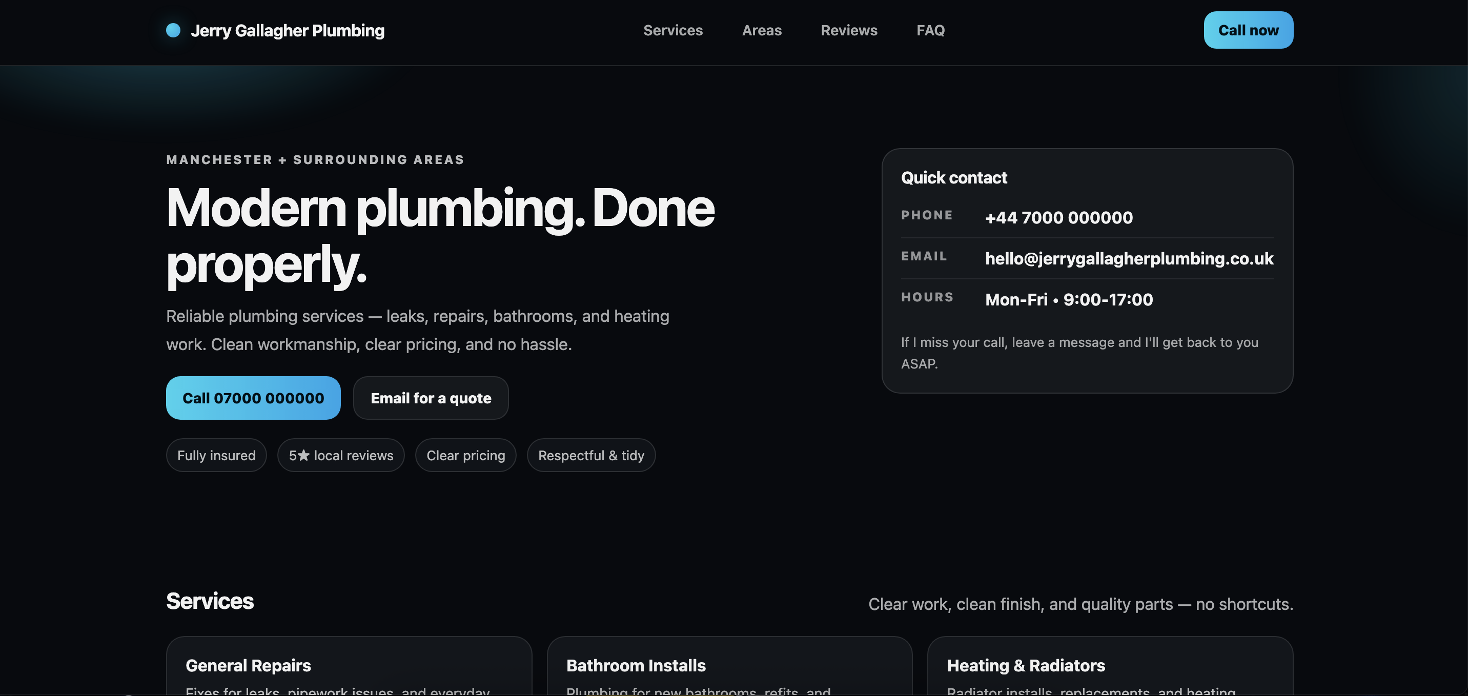 JerryGplumbing website preview